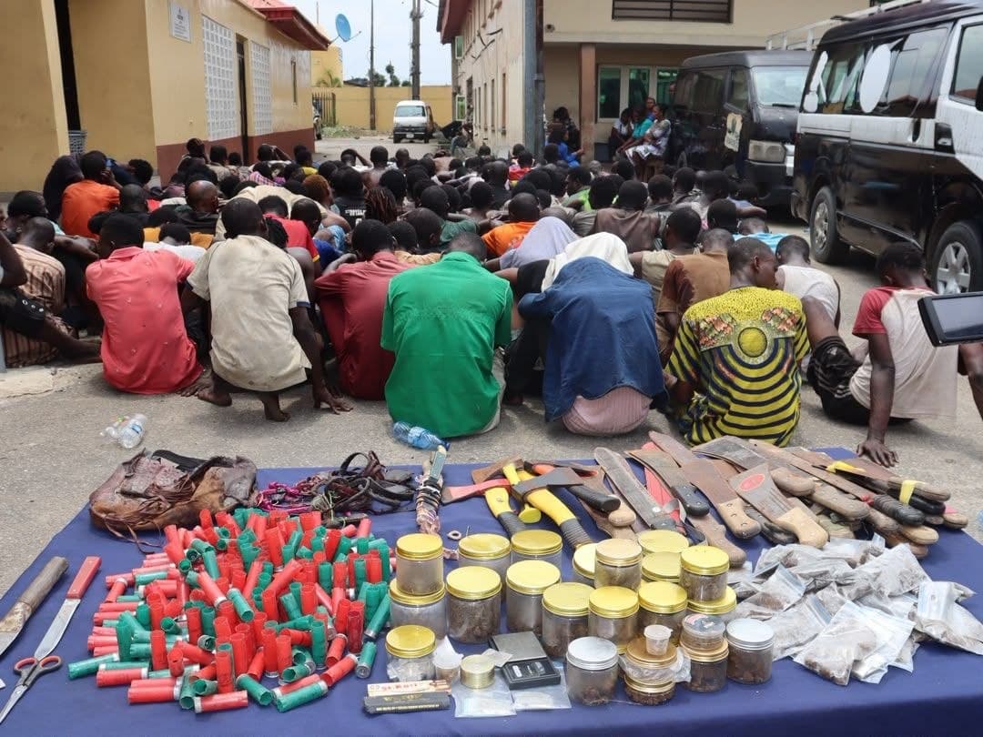 Police raid Lagos black spots, arrest 147 suspects, recover arms, illicit drugs