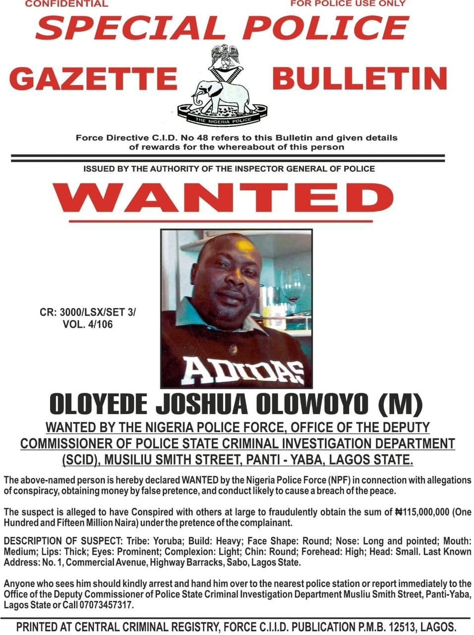 Police declare two men wanted over alleged N115m fraud in Lagos