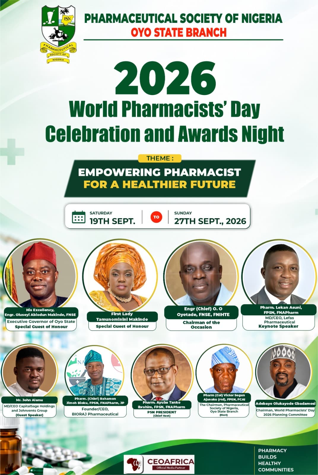 Gov Makinde, PSN President, others to grace Oyo pharmacists’ World Pharmacists Day